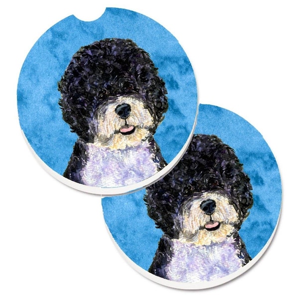 Carolines Treasures Blue Portuguese Water Dog Set of 2 Cup Holder Car Coaster SS4766-BUCARC - main